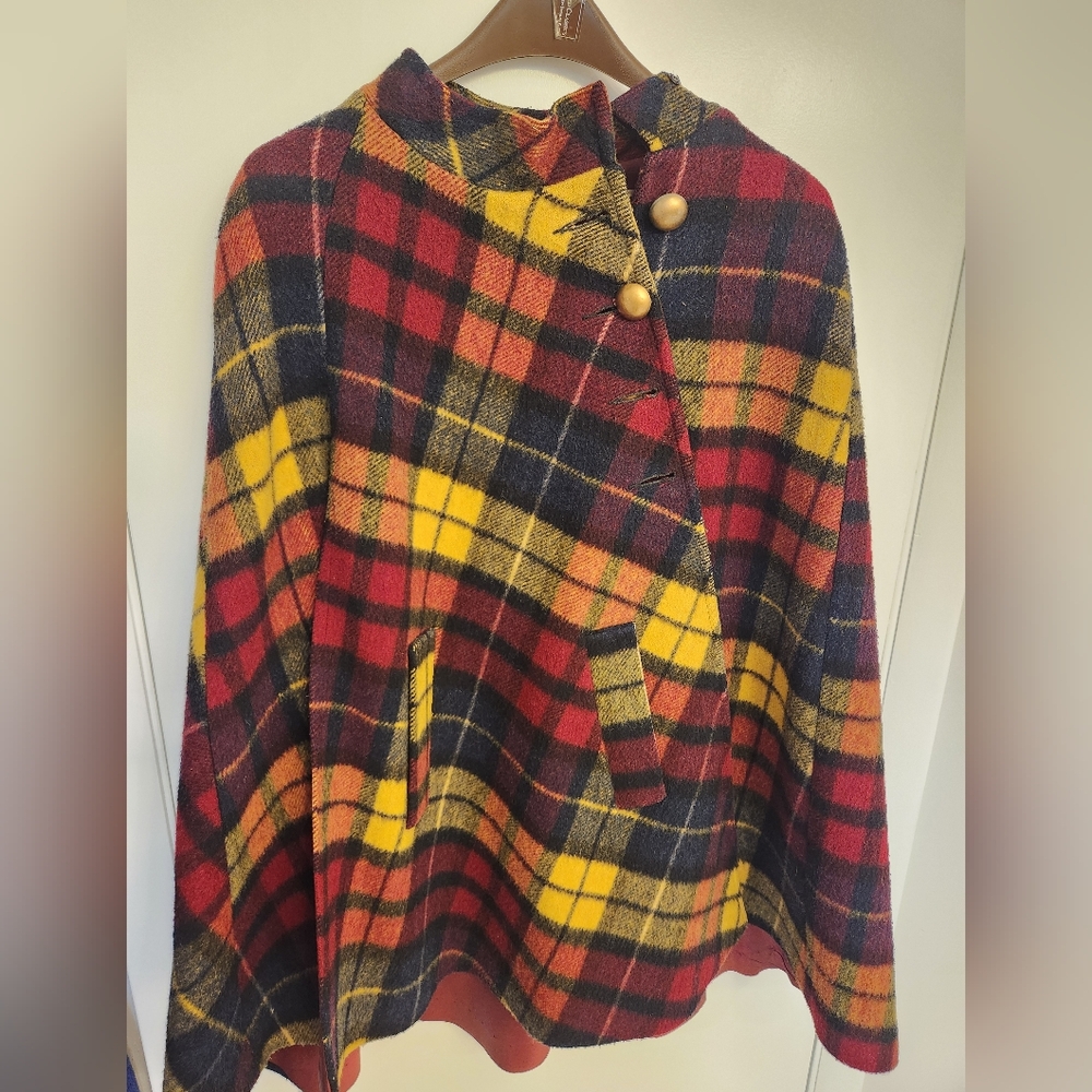 Plaid Wool Blazer with Gold Buttons